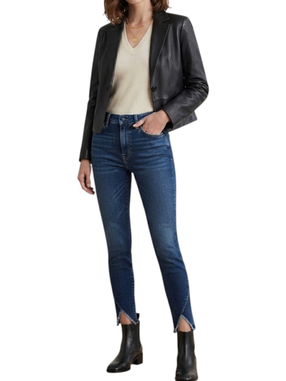 7 FOR ALL MANKIND Raw Hem Skinny Jeans Dark Wash 27
